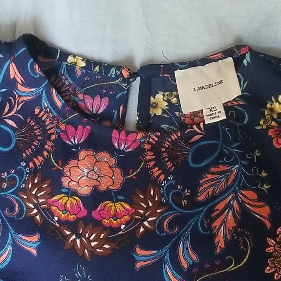 Long Sleeve Navy Floral Midi Dress by I.Madeline - Picture 5 of 5